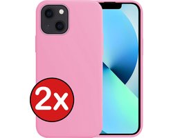Hoesje - 2 Stuks - Geschikt voor Apple iPhone 14 - Sterk & Shockproof - Telefoonhoes - Back Cover - Case Siliconen - Telefoon Hoes - Lichtroze