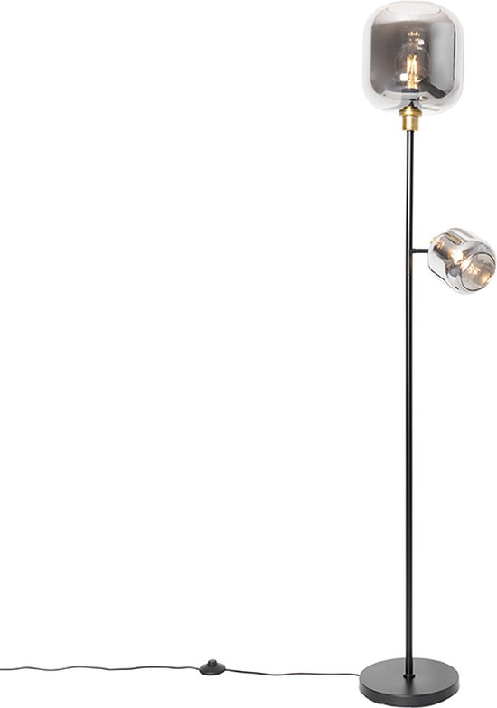 QAZQA zuzanna - Moderne Vloerlamp | Staande Lamp - 1 lichts - H 170 cm - Zwart Goud - Woonkamer | Slaapkamer | Keuken