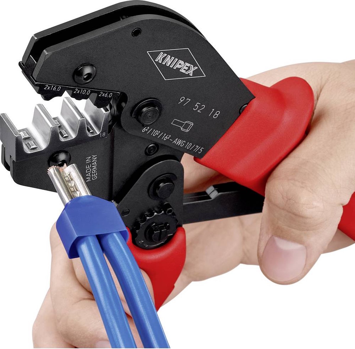 KNIPEX Twistor16® Pince à sertir auto-ajustable pour embouts de