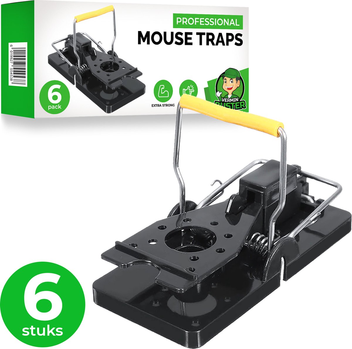 VerminBuster Muizenval 6 stuks - Mouse Trap - Voor binnen en buiten - Professionele Muizenklemmen - VerminBuster