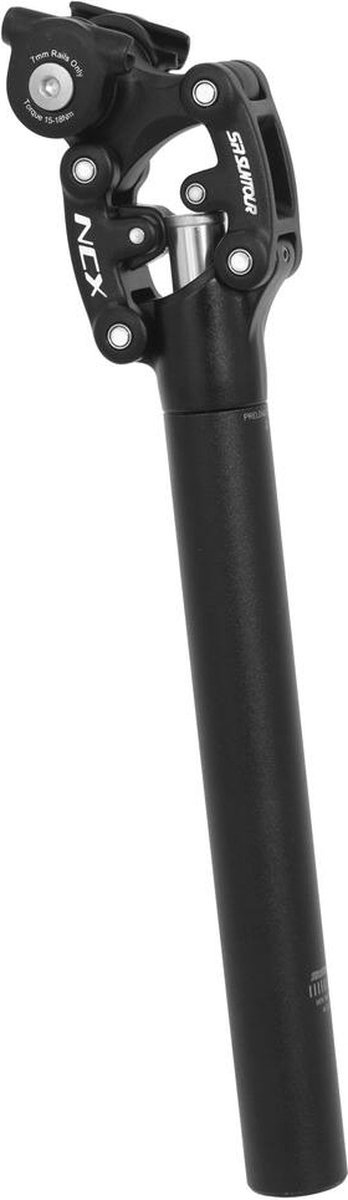 SR SUNTOUR SP12-NCX unisex zadelpen, zwart, 43,2 x 7,6 x 7,6 cm