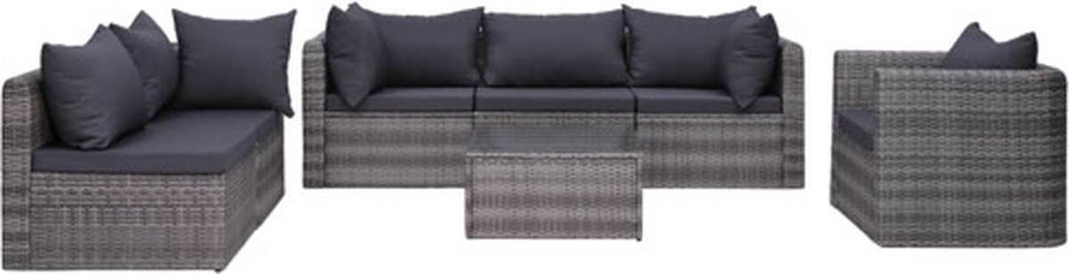 Vidaxl Bankset Grijs Rattan Bankenset