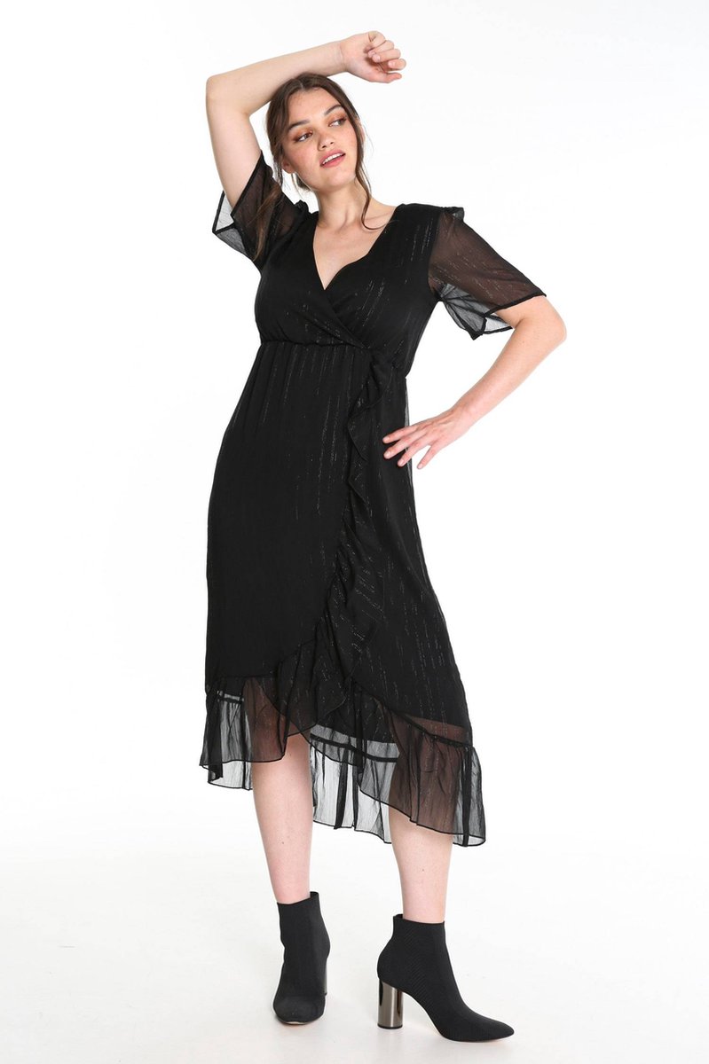 Dames Kaftan Maxi-jurken Met Knoopsluiting Aan De Voorkant En Gelaagde Ruches Zoom I 2603