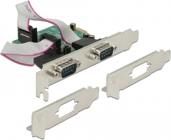 Delock PCIe RS232 Kaart – Seriële Uitbreidingskaart – 2x 9‑pins SUB‑D – Low Profile – Dual Poort