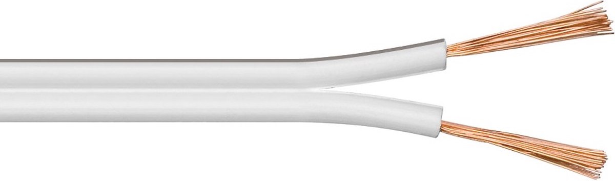 Luidspreker kabel (CU koper) - 2x 0,50mm² / wit - 50 meter