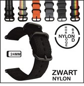24mm Horlogeband Zwart - Vintage Strap James Bond - Nato Strap collectie - Horlogebanden - 24 mm bandbreedte voor oa. Seiko Rolex Omega Casio en Citizen - Pushpin Quick release