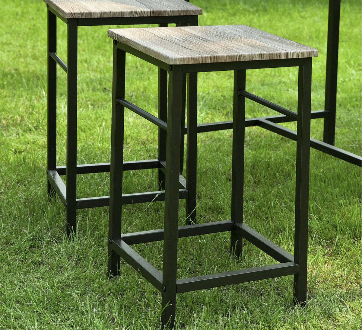 Mara Bartafel set - 4 Krukken - Tuinset - Binnen en buiten - 5 delig - Hout - 100 x 87 x 60 cm