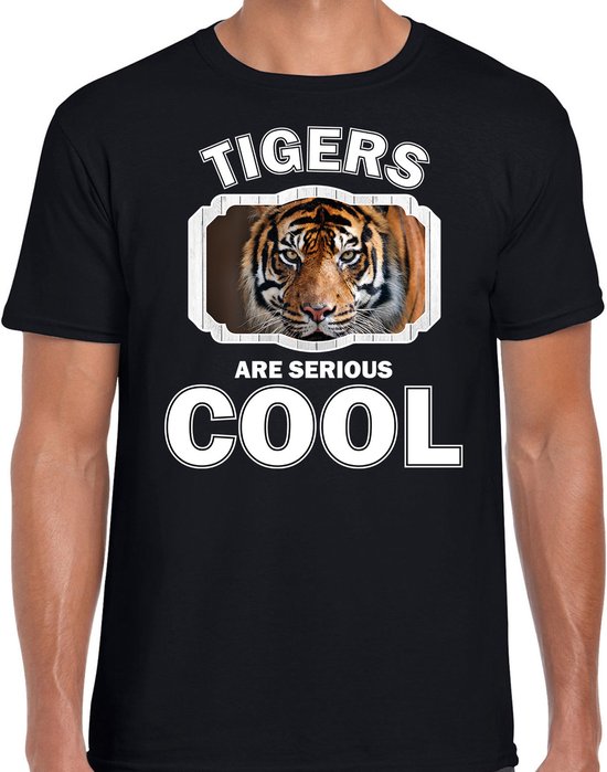 Dieren tijgers t-shirt zwart heren - tigers are serious cool shirt - cadeau t-shirt tijger/ tijgers liefhebber S