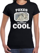 Dieren vossen t-shirt zwart dames - foxes are serious cool shirt - cadeau t-shirt poolvos/ vossen liefhebber XS