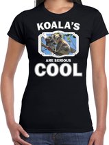 Dieren koalaberen t-shirt zwart dames - koalas are serious cool shirt - cadeau t-shirt koala beer/ koalaberen liefhebber XS