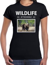 Dieren foto t-shirt Beer - zwart - dames - wildlife of the world - cadeau shirt beren liefhebber XXL