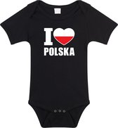 I love Polska baby rompertje zwart jongens en meisjes - Kraamcadeau - Babykleding - Polen landen romper 80