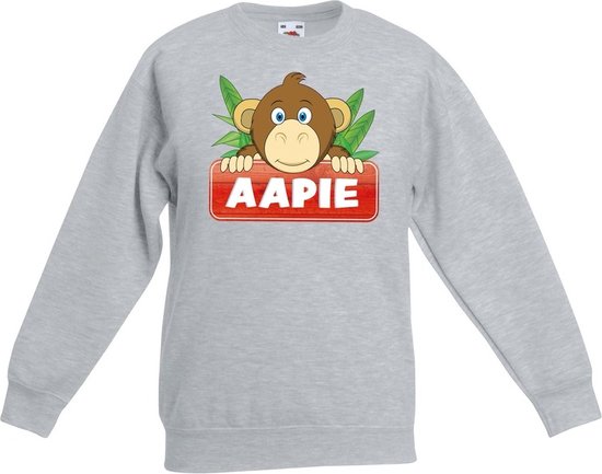 Aapie het aapje sweater grijs voor kinderen - unisex - apen trui - kinderkleding / kleding 122/128
