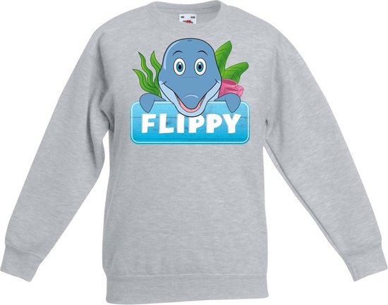 Flippy de dolfijn sweater grijs voor kinderen - unisex - dolfijnen trui - kinderkleding / kleding 110/116