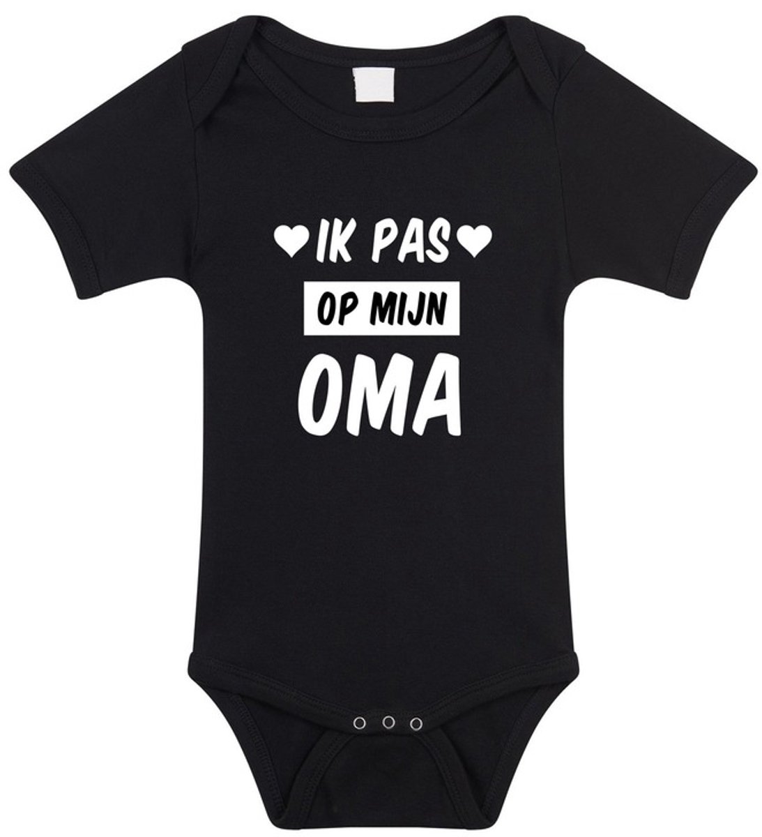 Ik pas op mijn oma tekst baby rompertje zwart meisjes en jongens - Kraamcadeau - Babykleding 80
