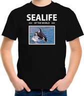 Dieren foto t-shirt Orka - zwart - kinderen - sealife of the world - cadeau shirt Orkas liefhebber - kinderkleding / kleding 134/140
