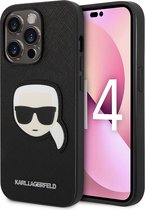iPhone 14 Pro Backcase hoesje - Karl Lagerfeld - Effen Zwart - TPU (Zacht)