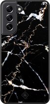 Casimoda® hoesje - Geschikt voor Samsung Galaxy S21 FE - Marmer Zwart - Zwart TPU Backcover - Marmer - Zwart