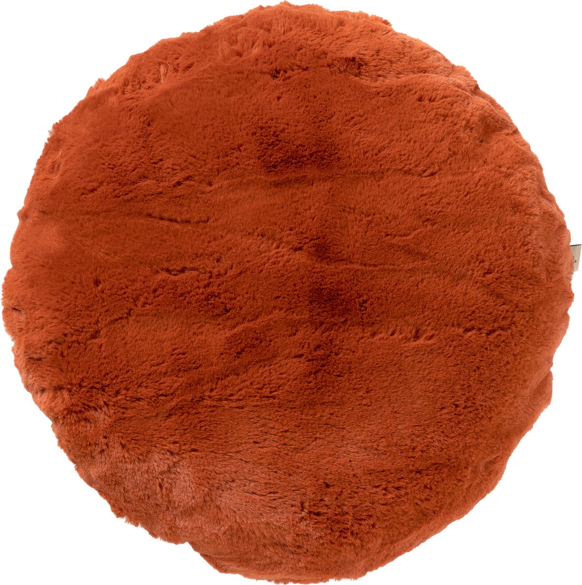 Dutch Decor ZAYA - sierkussen Ø45 cm rond - bontlook - effen kleur - Potters Clay - oranje