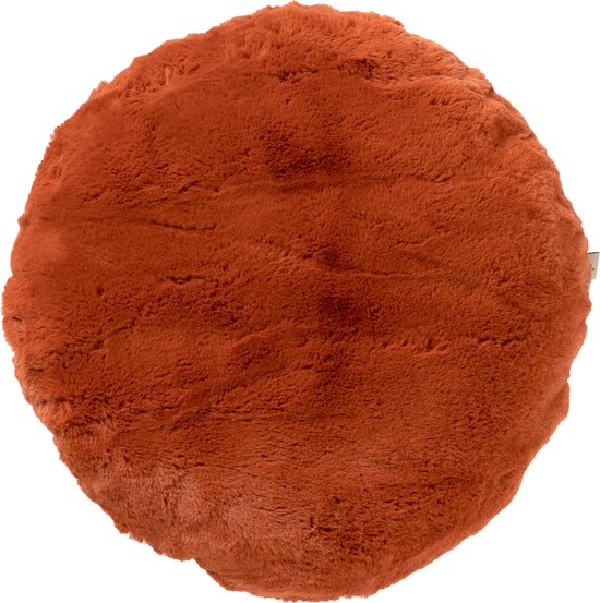 Dutch Decor - ZAYA - Sierkussen 45 cm rond - bontlook - effen kleur - Potters Clay - oranje