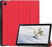 Hoes Geschikt voor Samsung Galaxy Tab A8 (2021 & 2022) hoes – tri-fold bookcase met auto/wake functie - 10.5 inch – Rood