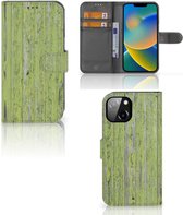 Wallet Book Case Apple iPhone 14 Telefoon Hoesje Green Wood