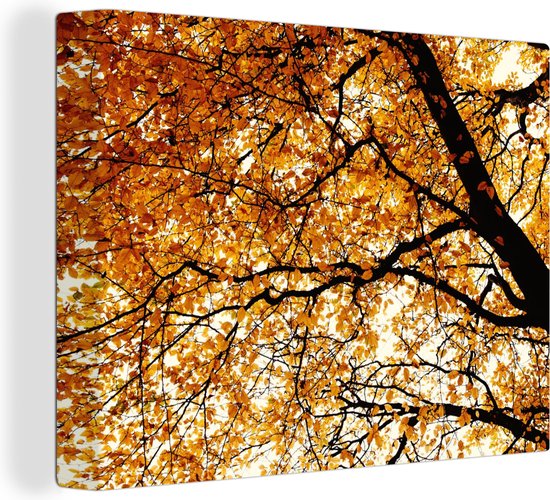 Canvas Schilderij Boom - Herfstbladeren - Seizoenen - Landelijk - 120x90 cm - Wanddecoratie