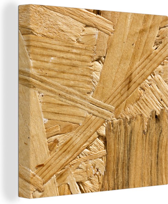 Canvas Schilderij Hout - OSB - Patroon - 90x90 cm - Wanddecoratie