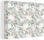 Canvas Schilderij Monstera - Palmblad - Jungle - Tropisch - 80x60 cm - Wanddecoratie