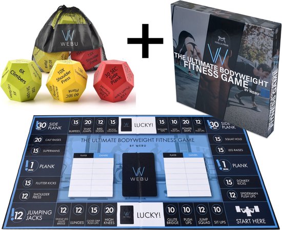 Crossfit & Fitness dobbelstenen, grappig spel met 11 oefeningen voor crossfit dames en heren, accessoires voor fitness en hometrainer, rollendobbelstenen, hometrainer