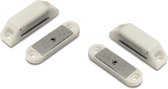 2x stuks magneetsnapper / magneetsnappers met metalen sluitplaat 6 x 1,6 x 1,6 cm - wit - deurstoppers / deurvastzetters / magneetbevestiging
