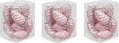 36x Dennenappel kersthangers/kerstballen roze (powder) van glas - 6 cm - mat/glans - Kerstboomversiering