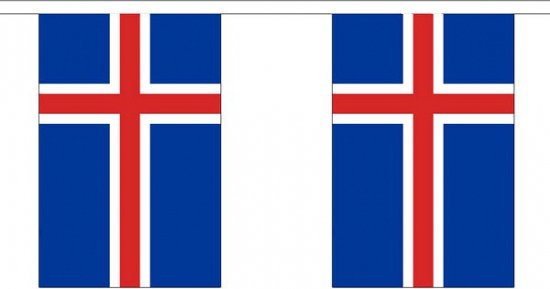3x Buiten vlaggenlijn IJsland 3 meter - IJslandse vlag - Supporter feestartikelen - Landen decoratie en versieringen