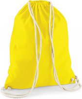 Sporten/zwemmen/festival gymtas geel met rijgkoord 46 x 37 cm van 100% katoen - Kinder sporttasjes