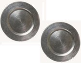 Set van 4x stuks ronde diner onderborden - zilver - van kunststof - Dia 33 cm
