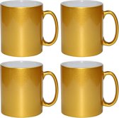 4x gouden koffie/ thee mokken 330 ml - geschikt voor sublimatie drukken - Gouden onbedrukte cadeau koffiemok/ theemok