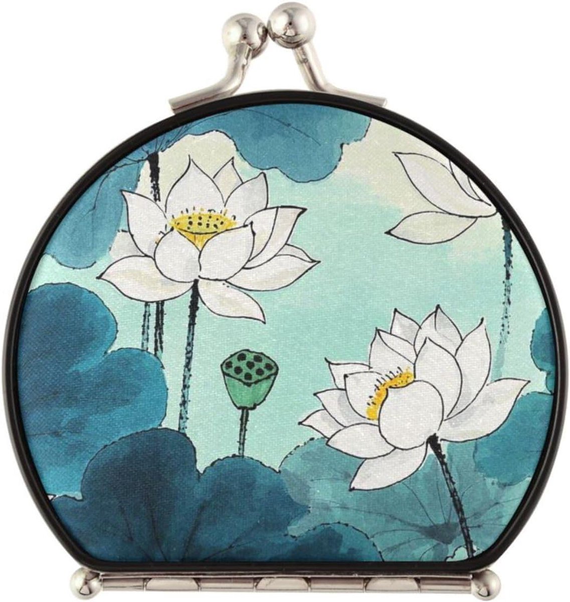 Make-up spiegel - Zakspiegel Vergroot - Make-up aanbrengen - Dubbelzijdig ontwerp - 7.5 x 7 cm - Chinese Inkt