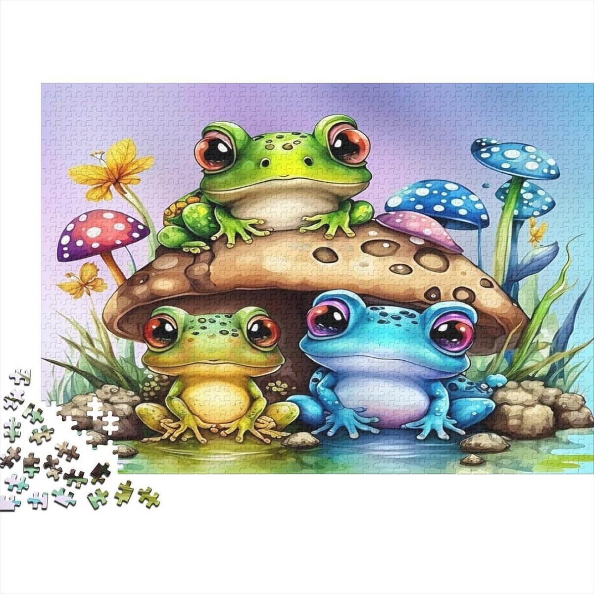 Kikkers Puzzel - Legpuzzel Volwassenen - Ontspanning Thuis - 1000 Stukjes - 52 x 38 cm - Cartoon