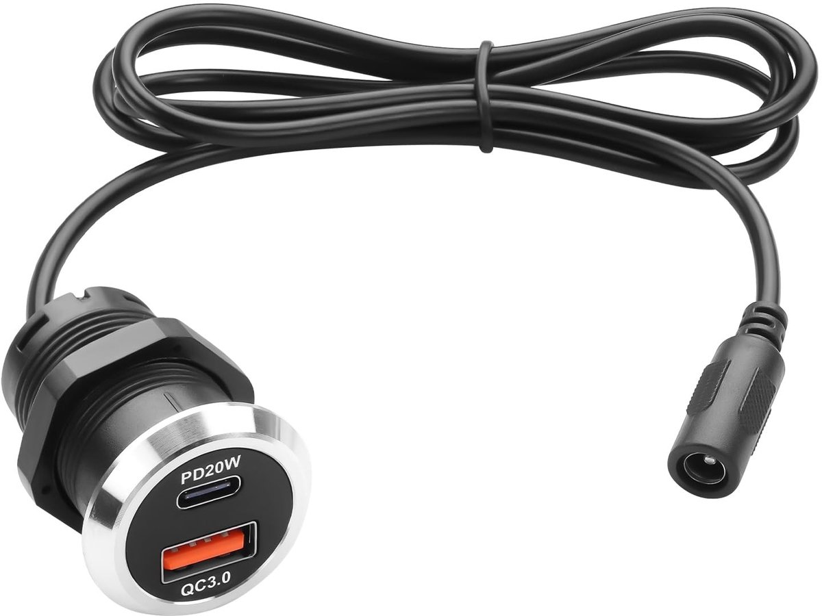 QIANRENON DC 5525 naar USB A & C Desktop Oplaadconnector | 2-in-1 Adapter
