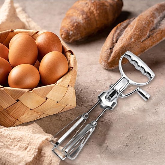 Roterende eiermixer - Handmixer garde - Bakken en mixen - Dubbele garde ontwerp - 31 cm lengte - Grijs — afbeelding 4