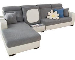 Super Stretch Sofa Cover 1 2 3 4 ZZits L-Shape, Wear Resistant Spandex Corner Sofa Cover Non-Slip Sofa Cushion Covers with Elastic Bottom, Ideal for Kids and Pets (Grey, 3 Seater)