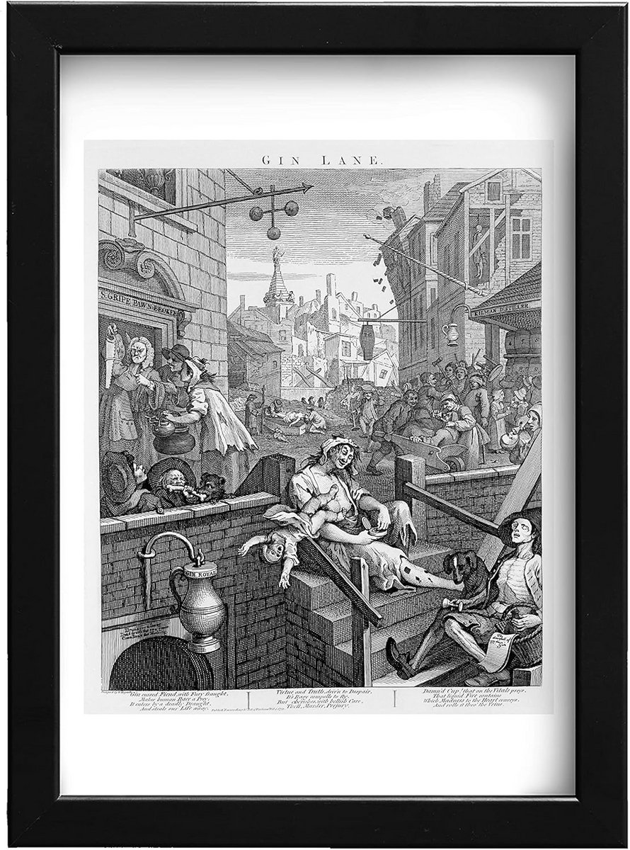 Klassieke Prent 'Gin Lane' voor Kunstliefhebbers