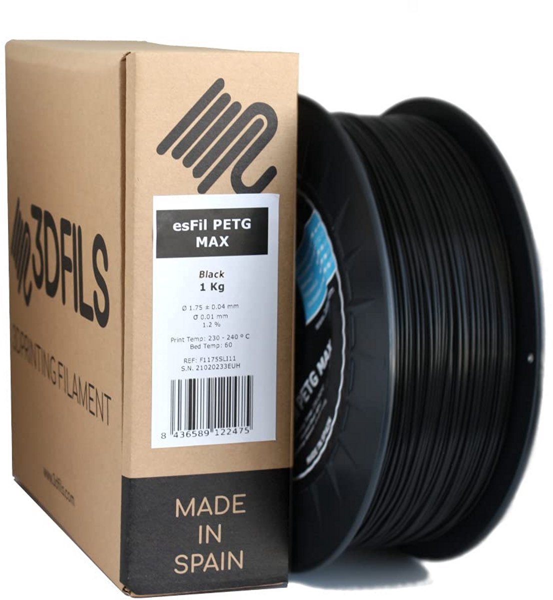 3DFILS PETG Filament Black for 3D Print (1.75mm/1kg, Black)