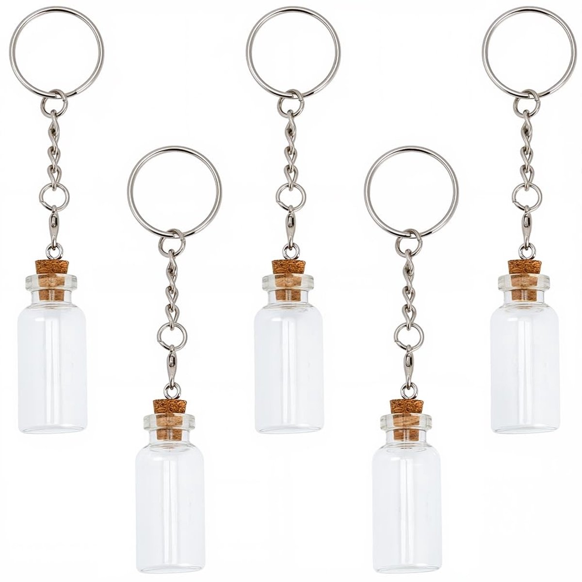 aladdien - Glazen Fles Sleutelhangers - 5-delige Set - Mini Wensflesjes - DIY Decoratie - Feestversiering - Creatief - Origineel - Handgemaakt