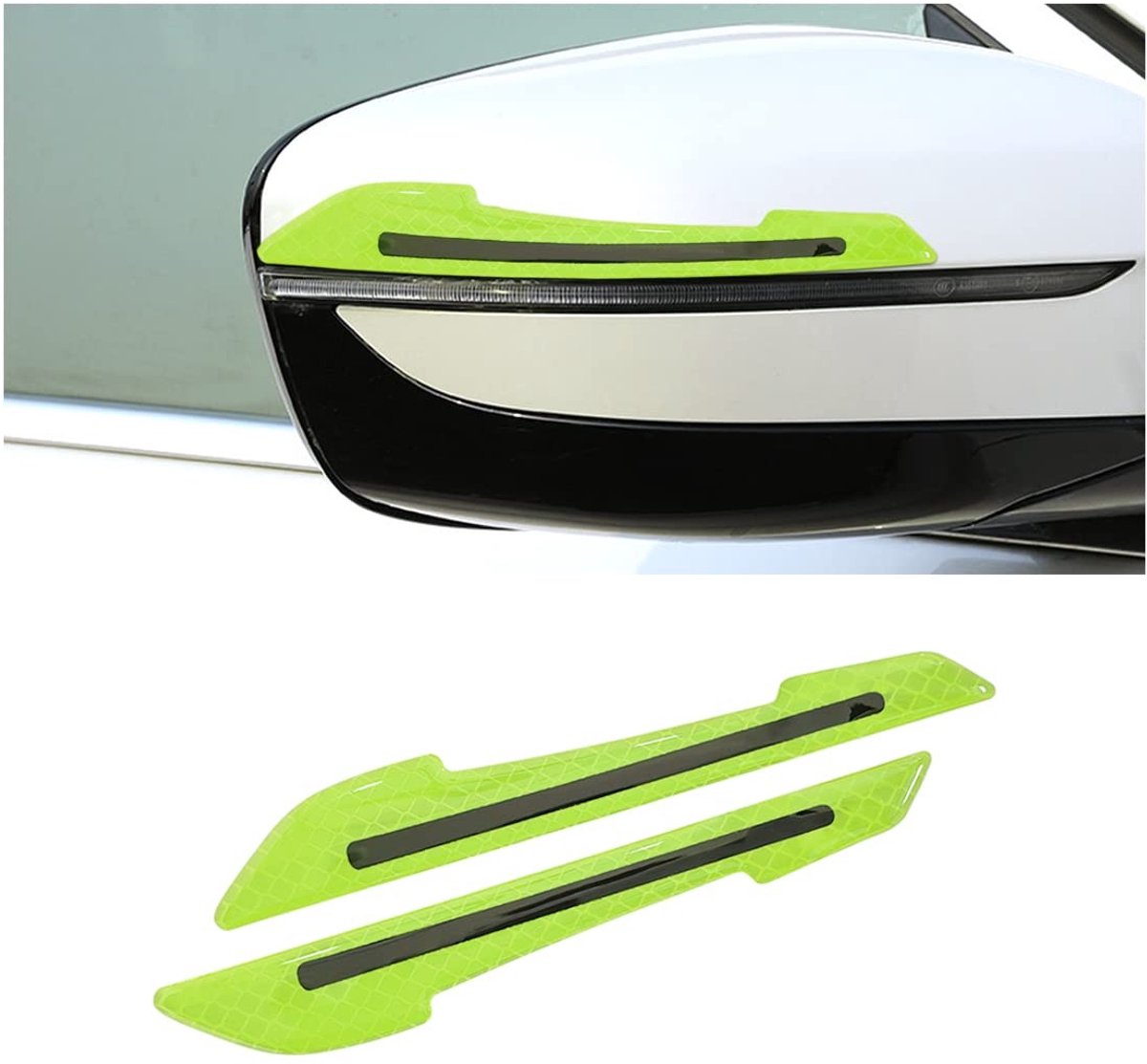 aladdien - Reflecterende Stickers - Waarschuwingsstickers - Universeel voor Auto - Groen - Autospiegel Reflector - Veiligheid en Zichtbaarheid
