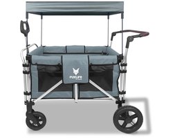 FUXLIFE by FUXTEC CTXL900 Bolderkar voor 4 kinderen - Opvouwbaar - Grijs | Met Veiligheidsriemen & Zonnedak - Strandkar & Handkar - Max. 75kg