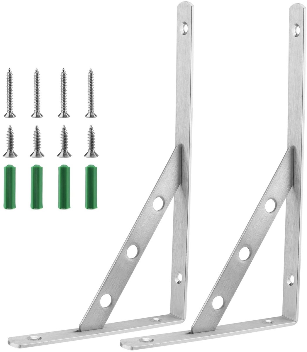 aladdien - Shelf holders - Stevige hoeksteunen - 250 x 150 mm - 90 graden - Draagvermogen 30 kg - Inclusief schroeven - Voor boekenplanken en consoles