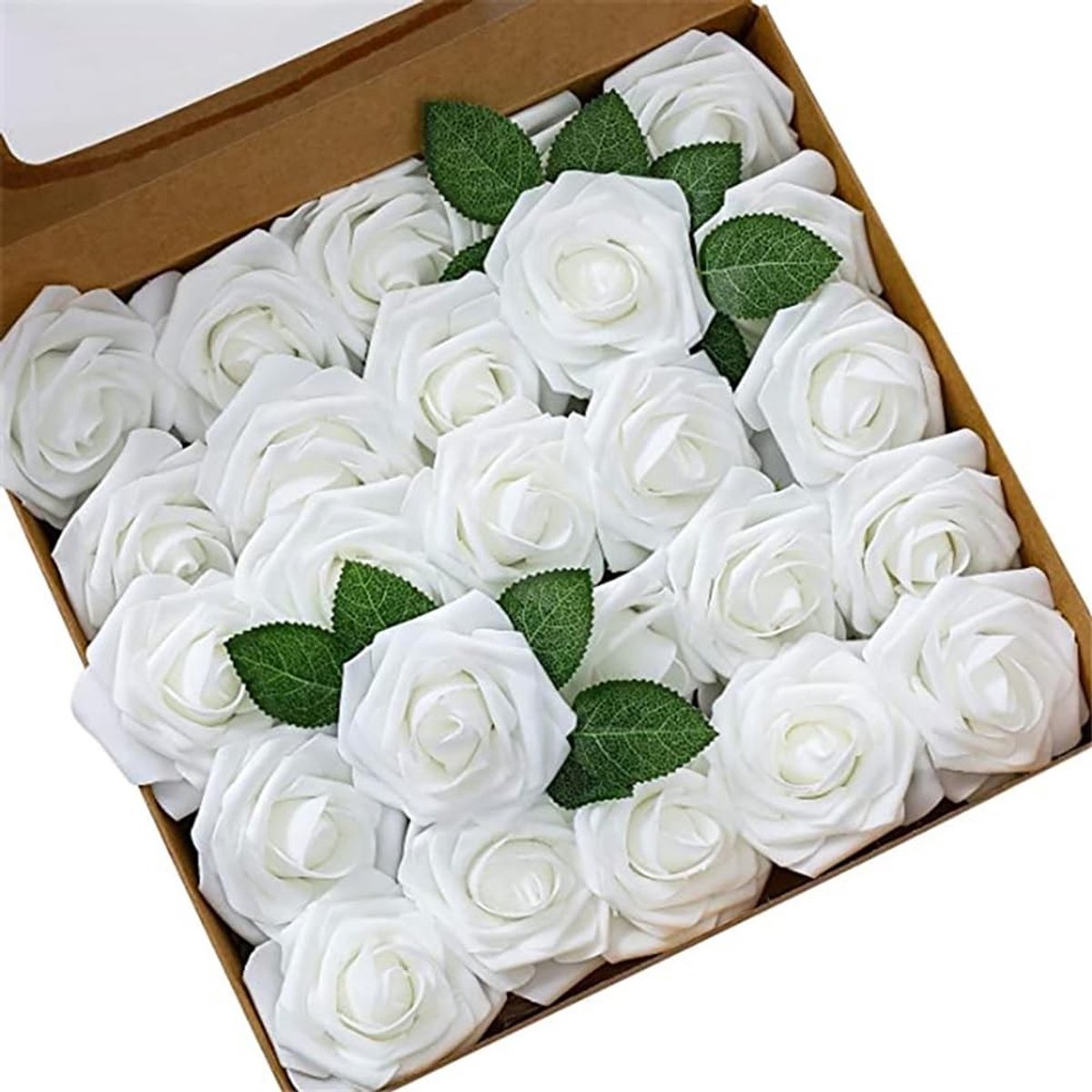 aladdien - Kunstmatige Rozen - Decoratieve Foam Rozen voor Bruidsboeketten en Thuisdecoratie - Pack van 50 - Wit - Perfect voor Bruiloften - Kunstbl...
