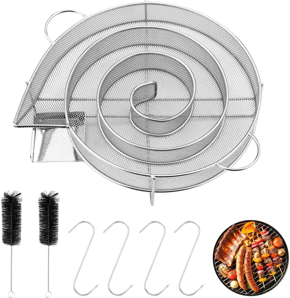 aladdien - Rookgenerator - Cold Smoke Generator - Duurzaam - Zilver - Vleesroker - Ideaal voor Kettle Barbecues - Inclusief accessoires