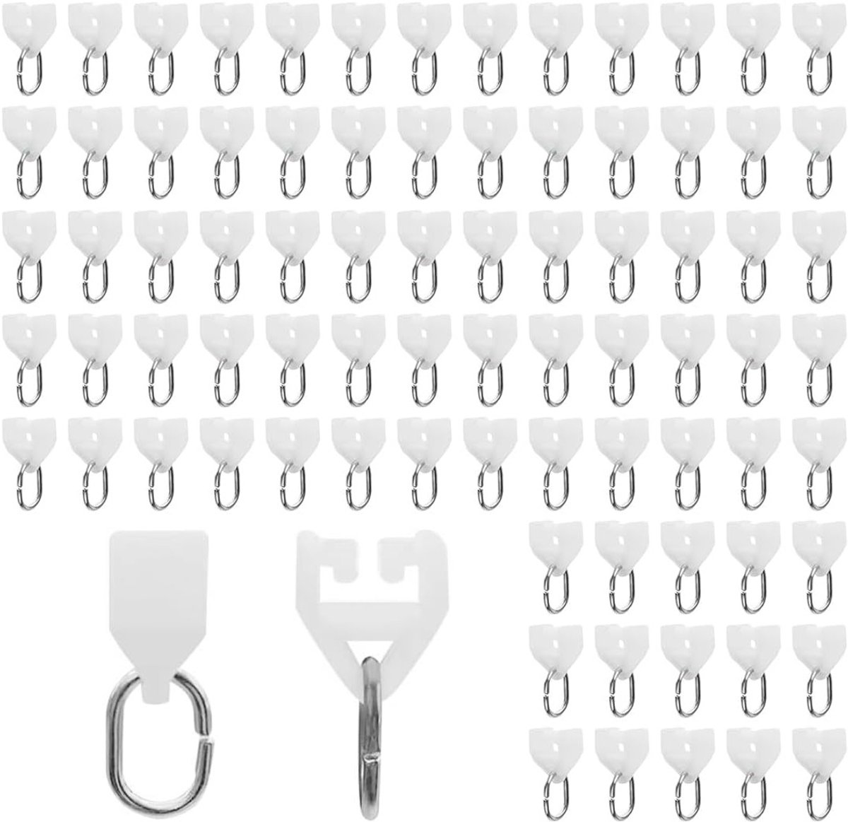 80 Pcs Curtain Rolls - Roller Hooks - Noiseless Plastic Glides voor Gordijnen - Douchegordijnen - Kamerschermen en Meer